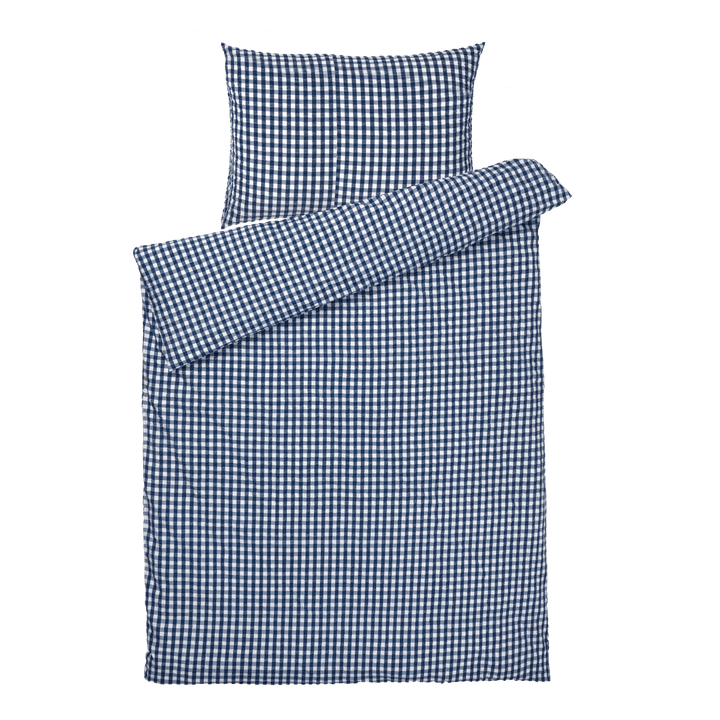 JUNA Bæk&amp;Bølge Duvet Cover Set, Dark Blue/White