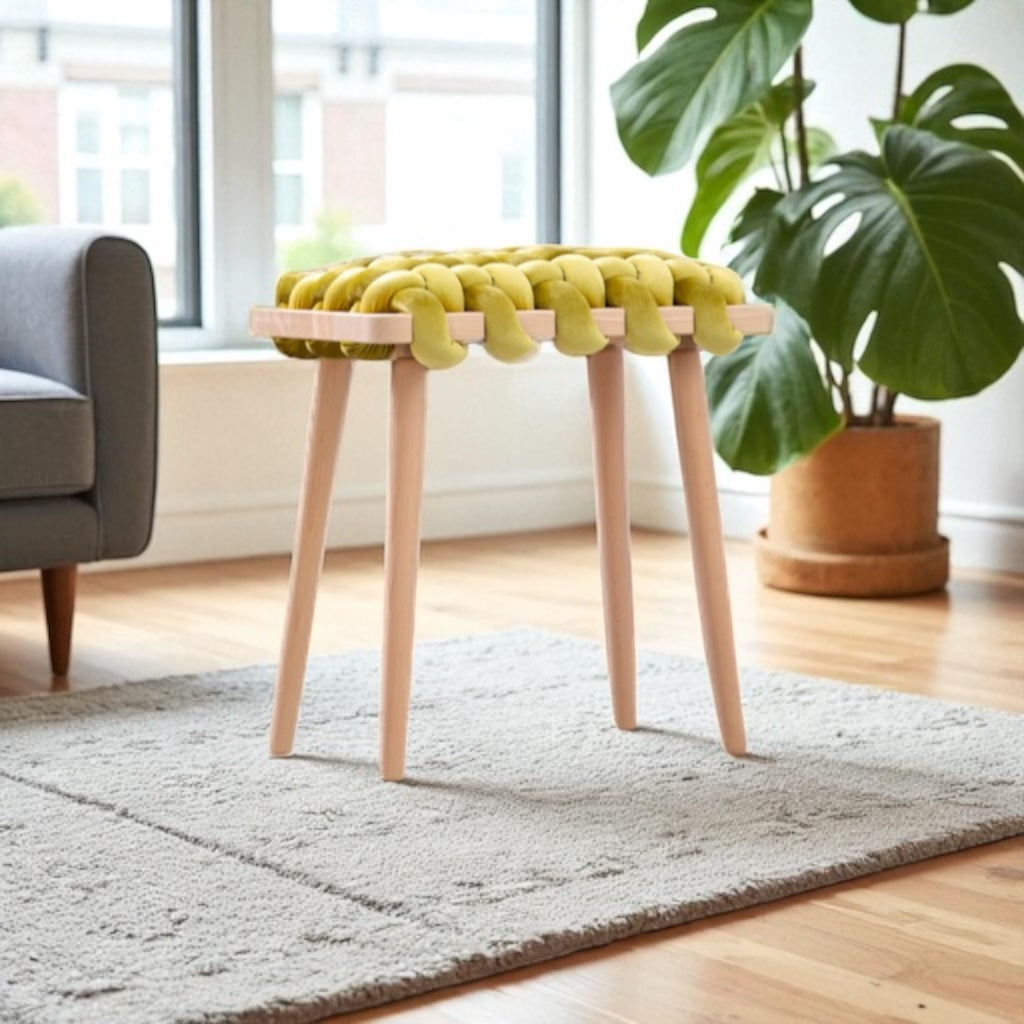 Velvet Woven Stool Citron