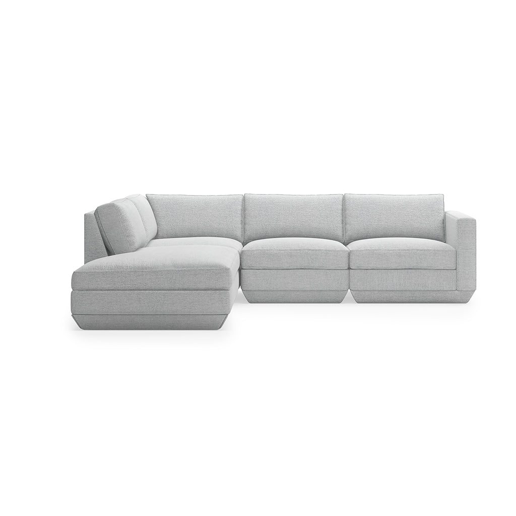 Modern gray sectional sofa with clean lines and plush upholstery
