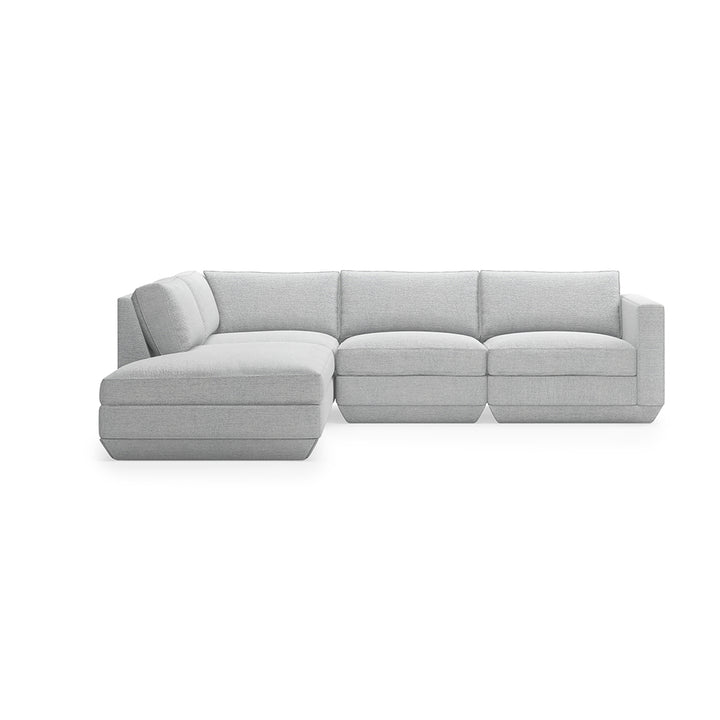Modern gray sectional sofa with clean lines and plush upholstery