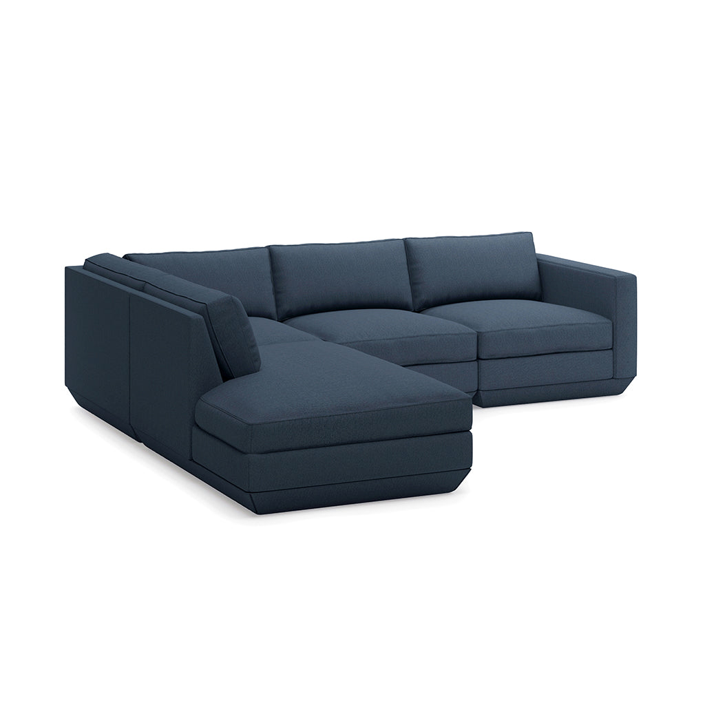Navy blue modular sectional sofa with clean lines and plush cushions