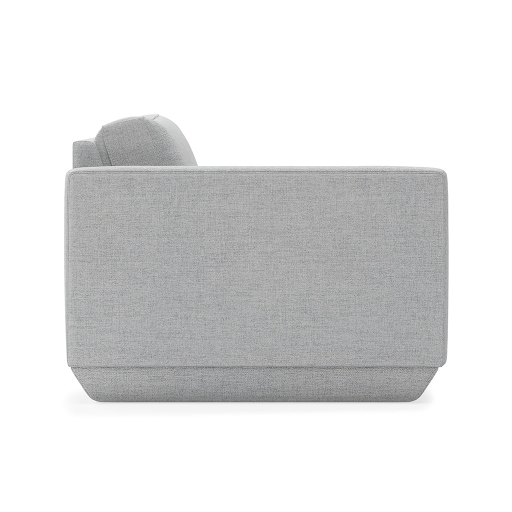 Gray linen sofa with clean lines and modern silhouette