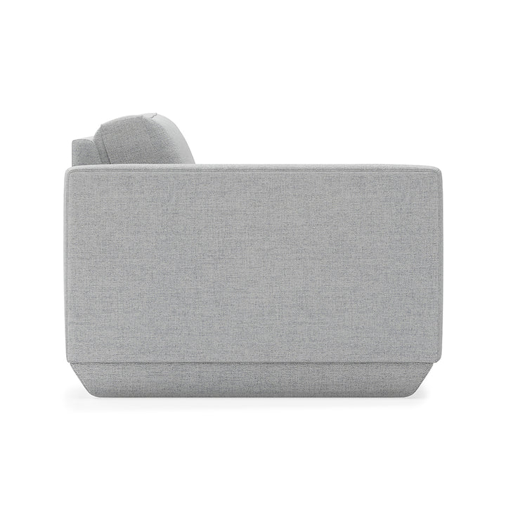Gray linen sofa with clean lines and modern silhouette