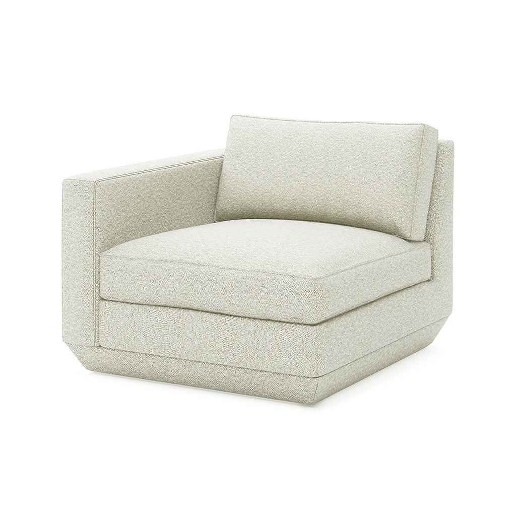 Elegant linen armchair with modern design and plush cushioning