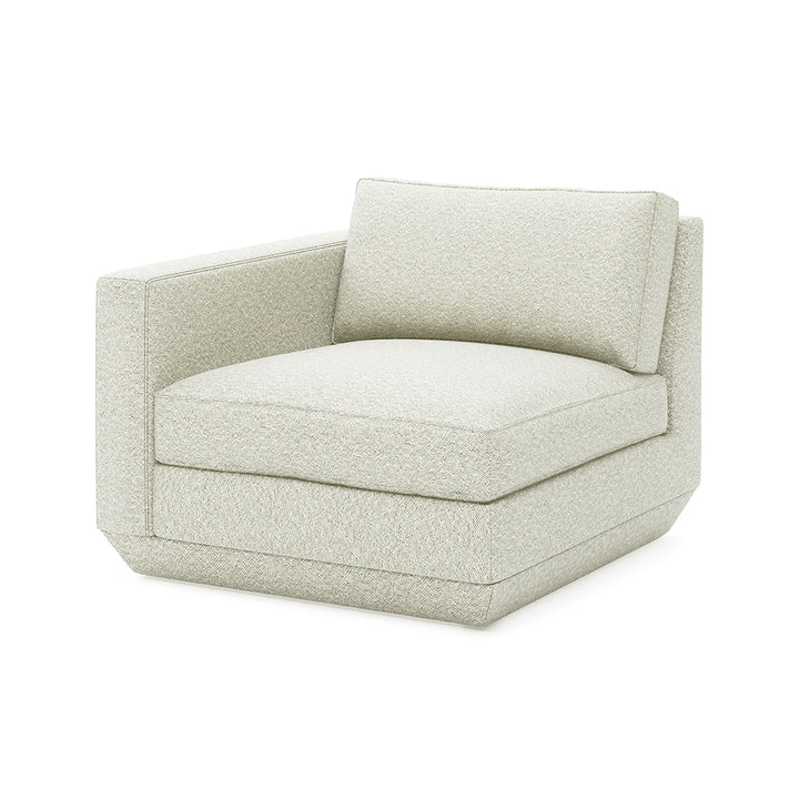 Elegant linen armchair with modern design and plush cushioning