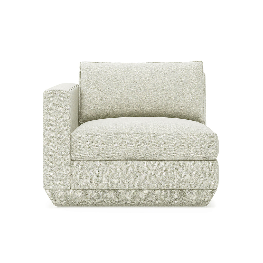Elegant linen armchair with clean lines and modern design