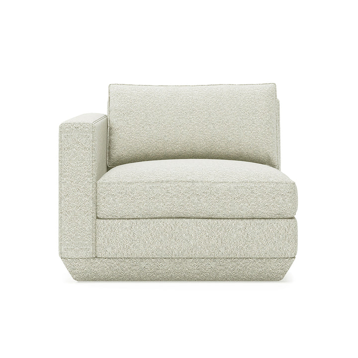 Elegant linen armchair with clean lines and modern design