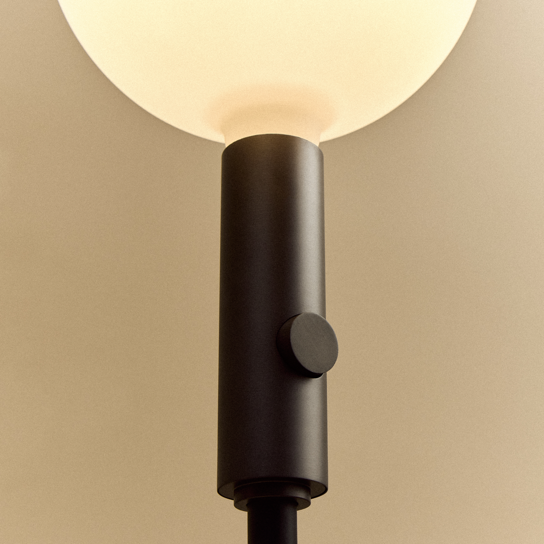 Poise Adjustable Floor Lamp in Graphite + Sphere V