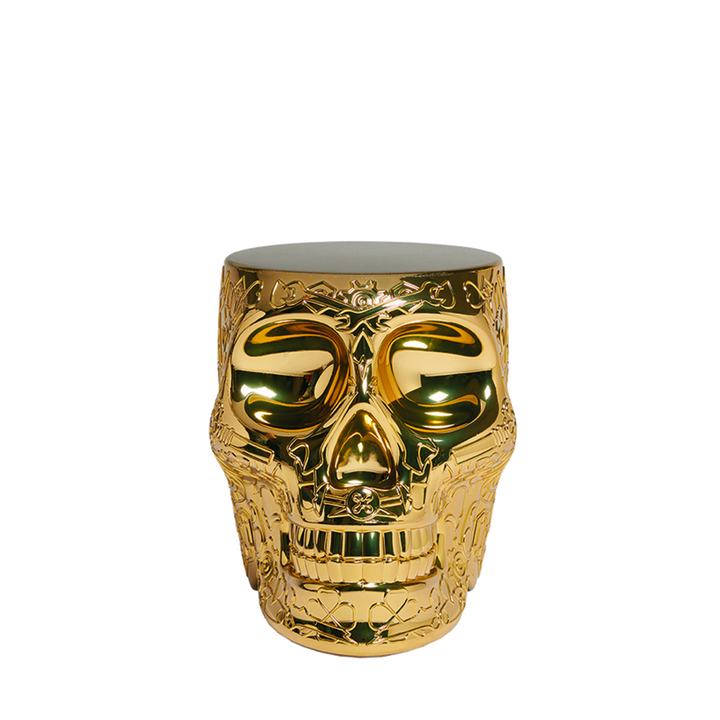 Mexico Stool and Sidetable Metal Finish Titanium design Studio Job