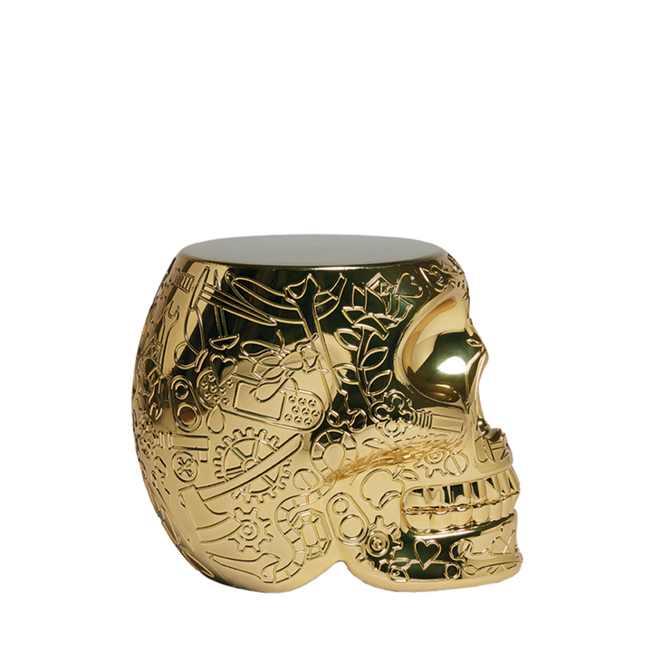 Mexico Stool and Sidetable Metal Finish Titanium design Studio Job