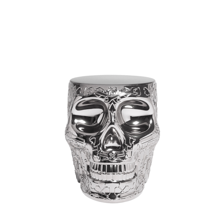 Mexico Stool and Sidetable Metal Finish Titanium design Studio Job