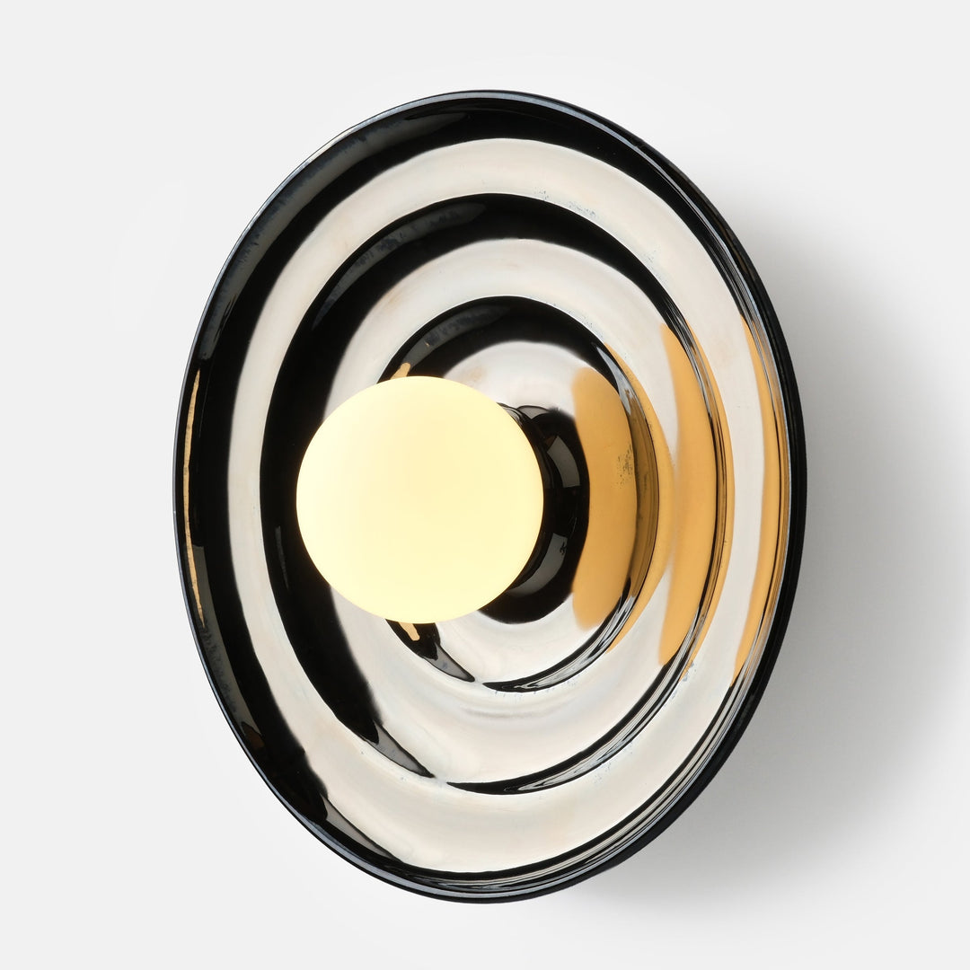 Sleek black and white concentric bowl with golden accent, modern designer home decor