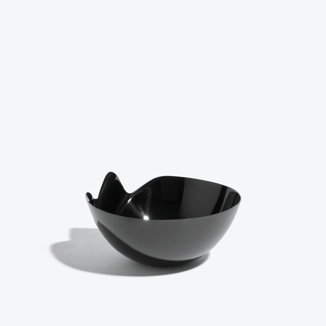 Serenity Bowl — black bowl, angled view showing the raised folded edge on white