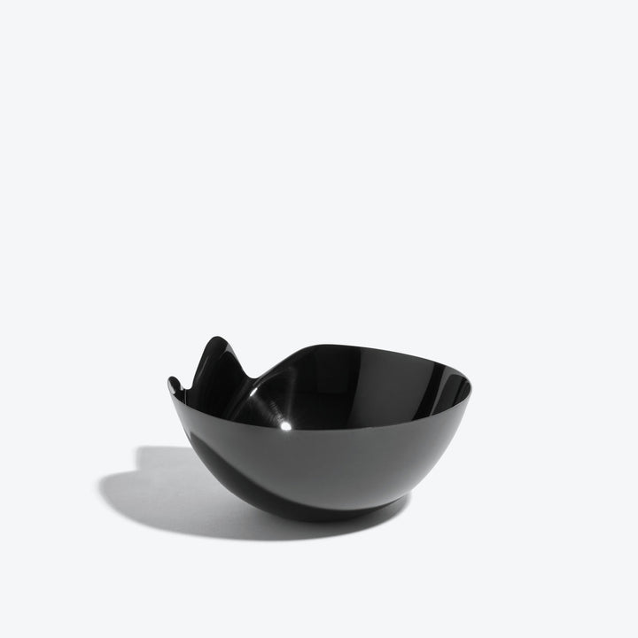 Serenity Bowl — black bowl, angled view showing the raised folded edge on white