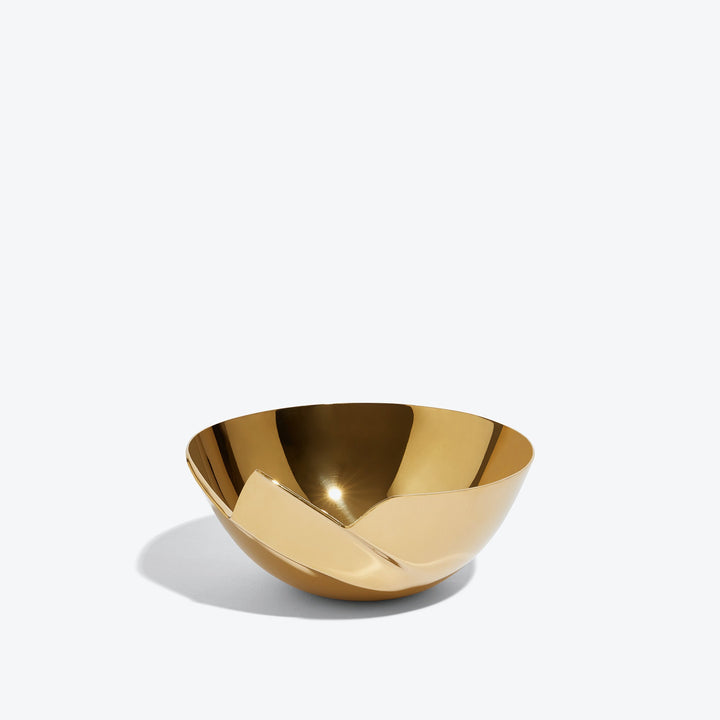 Serenity Bowl — gold bowl, front view showing the folded seam on a white background