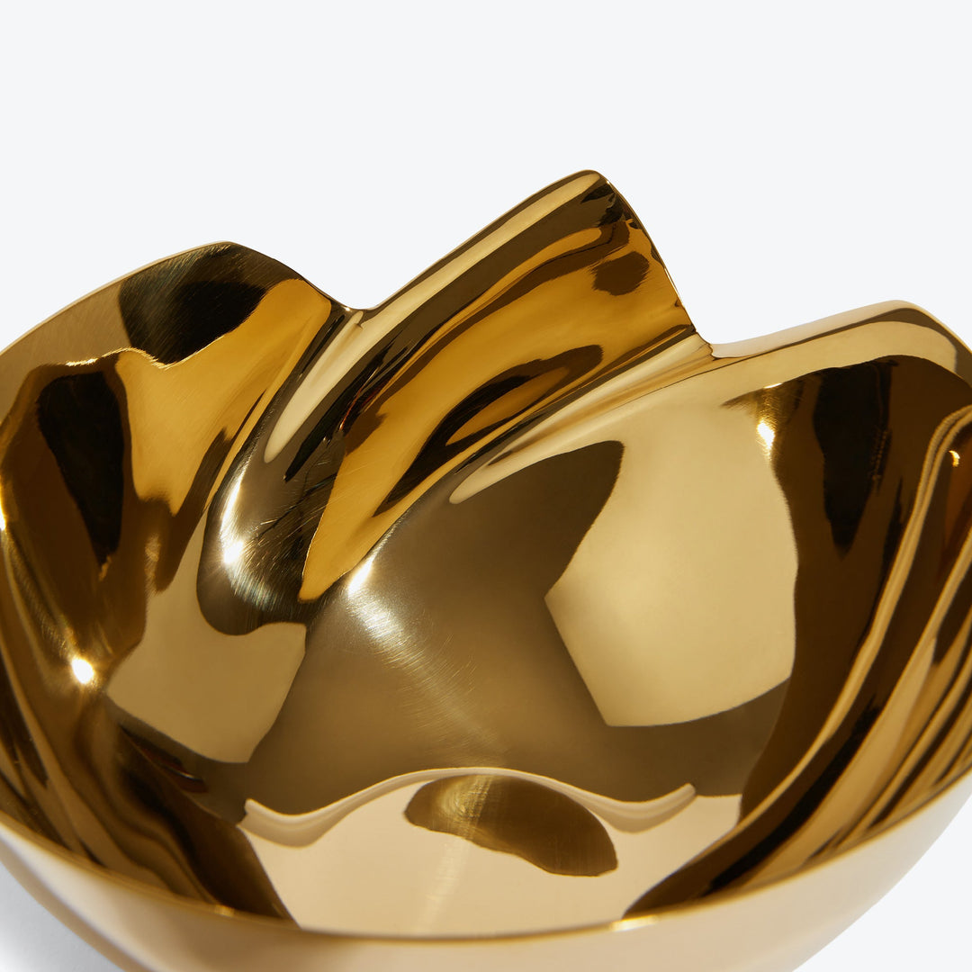 Serenity Bowl — gold bowl, close-up of the polished interior and folded rim