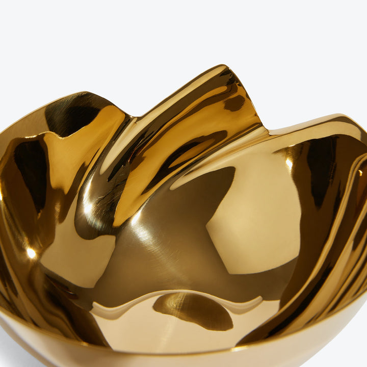Serenity Bowl — gold bowl, close-up of the polished interior and folded rim