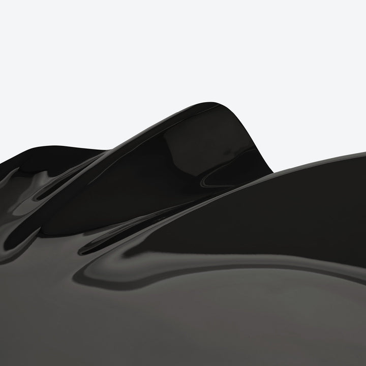 Serenity Platter — medium black finish, close-up detail of the glossy rippled, folded edge