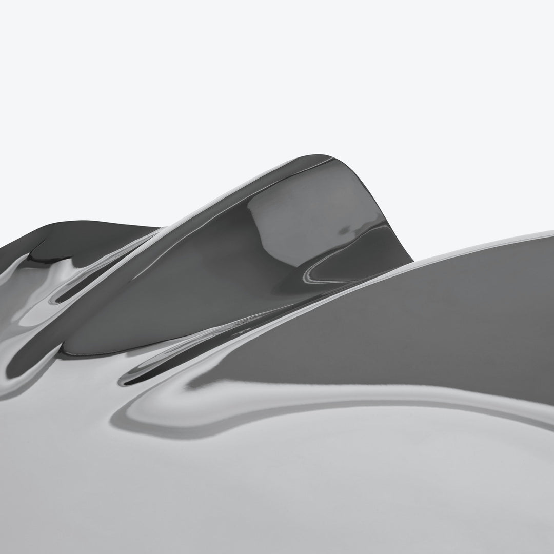 Serenity Platter — medium silver finish, close-up detail of the rippled, folded edge