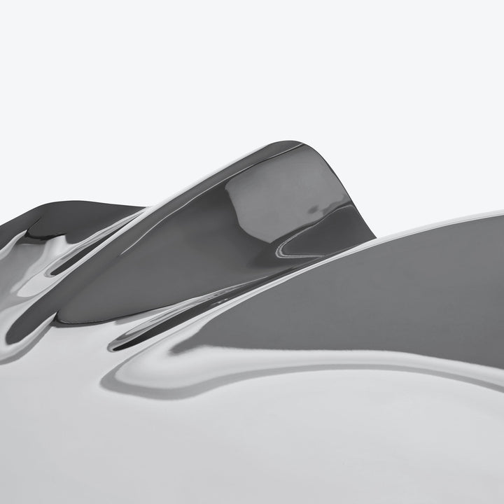Serenity Platter — large silver finish, close-up detail of the mirror-polished rippled edge