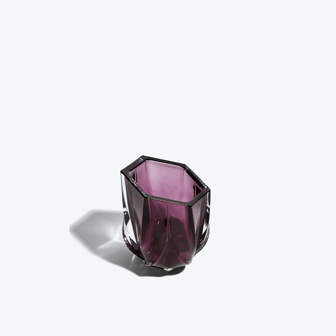 Shimmer Tealight Holder — Purple holder, front view showing the hexagonal rim