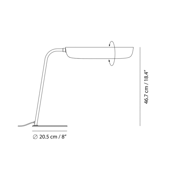 Flo Table Lamp by Seed Design, dimension drawing