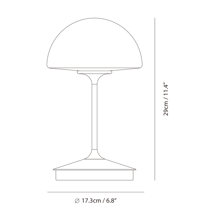 Pensee Table Lamp by Seed Design, dimension drawing