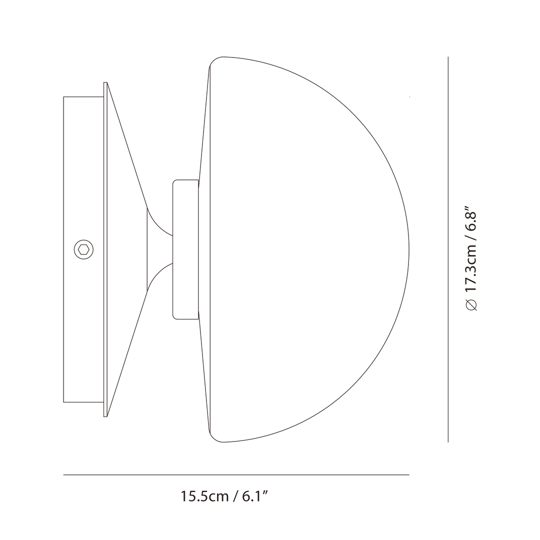 Pensee Wall Sconce by Seed Design, dimension drawing