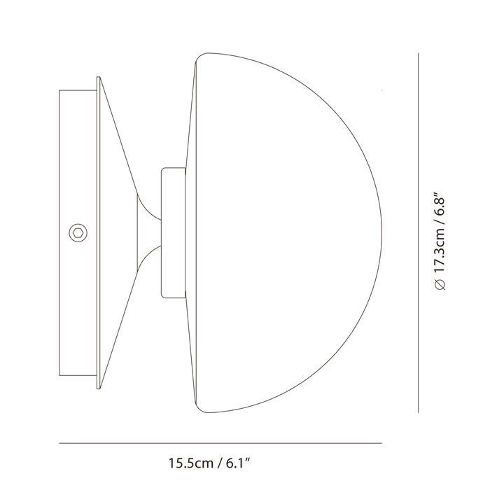 Pensee Wall Sconce by Seed Design, dimension drawing