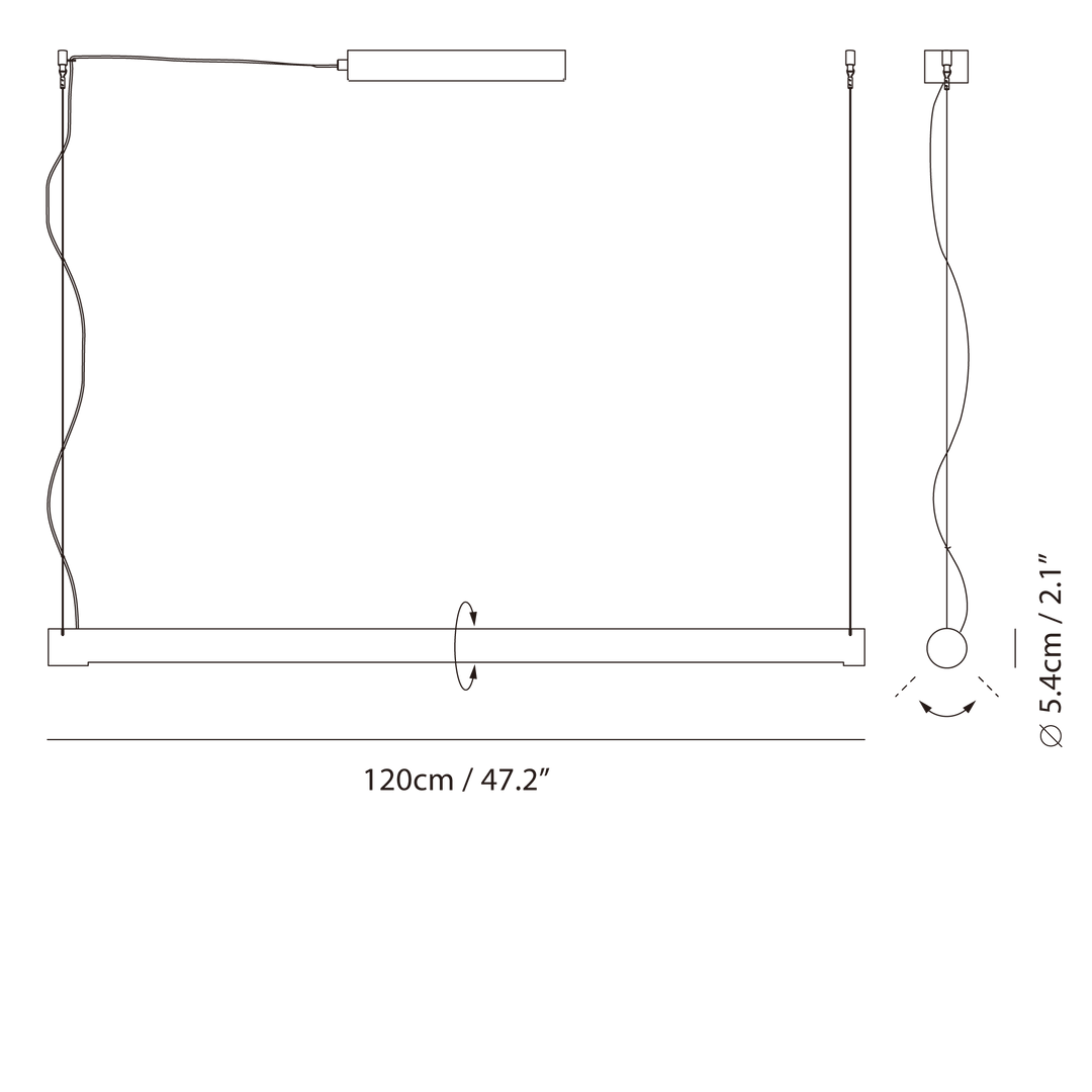 Turner Pendant P120 by Seed Design, dimension drawing