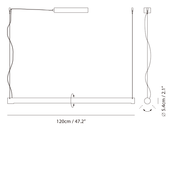 Turner Pendant P120 by Seed Design, dimension drawing