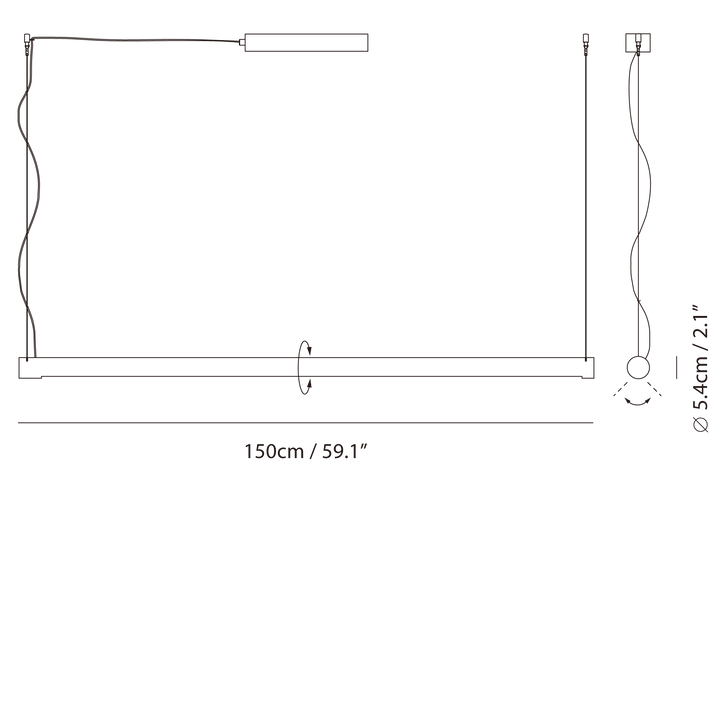 Turner Pendant P90 by Seed Design, dimension drawing