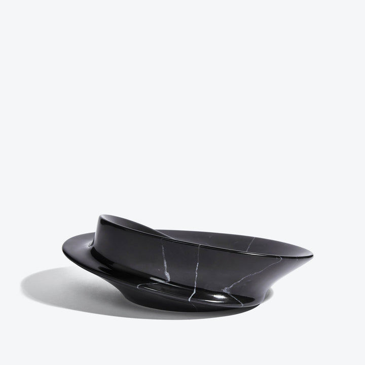 Swirl Bowl — small Black Marble bowl, low side profile