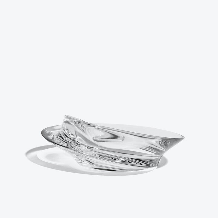 Swirl Bowl — small Clear Crystal bowl, low side profile showing glass ripples