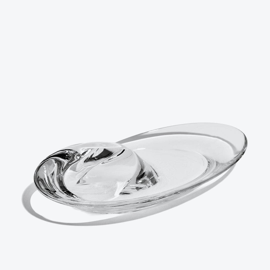 Swirl Bowl — large Clear Crystal bowl, angled view of the swirl well