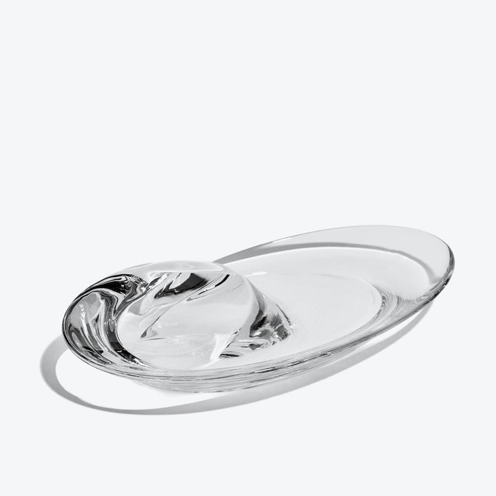 Swirl Bowl — large Clear Crystal bowl, angled view of the swirl well