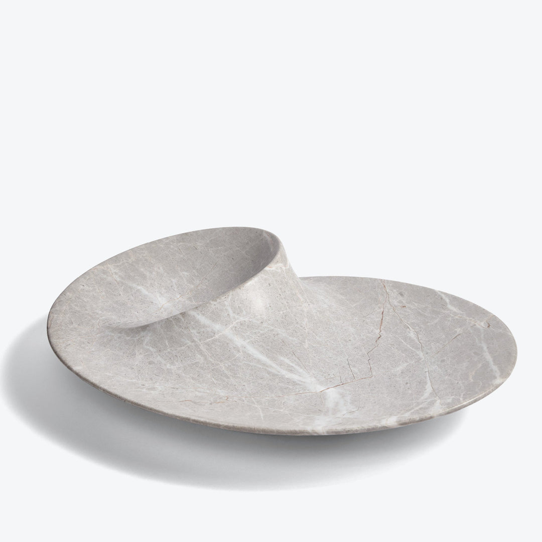 Swirl Bowl — large Grey Marble bowl, three-quarter view