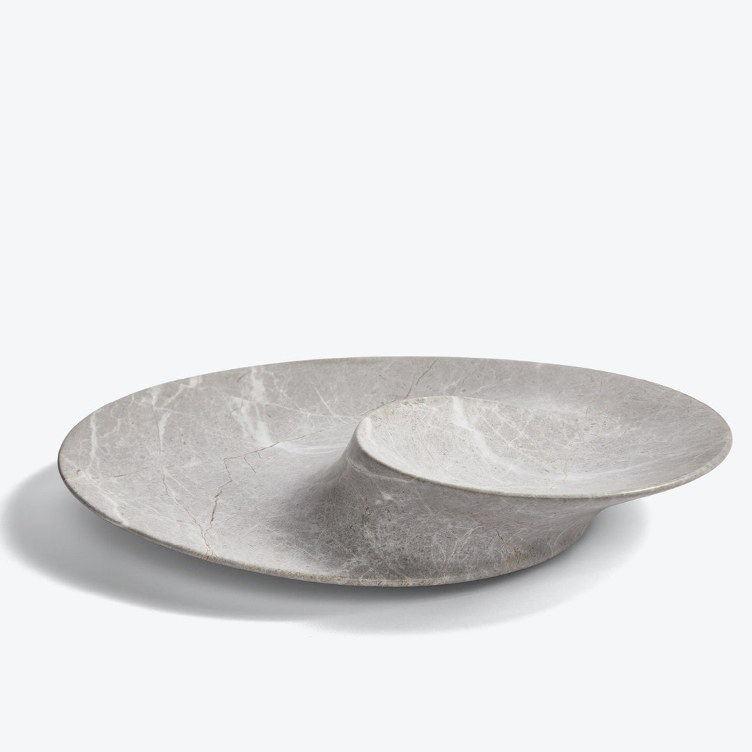 Swirl Bowl — large Grey Marble bowl, side view