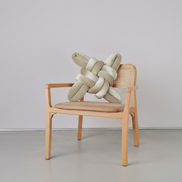 Velvet Knot Pillow Ivory