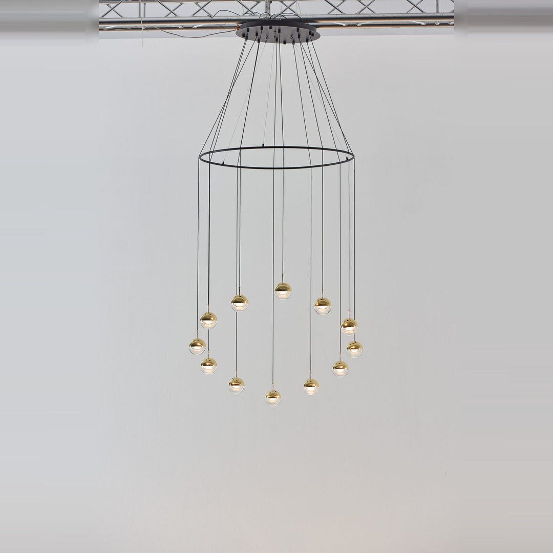 Dora Pendant P12 by Seed Design in Brass / With Ring, styled in a room setting
