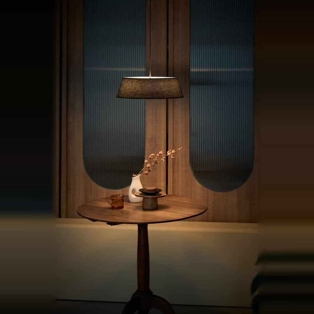 Halo Pendant by Seed Design in Black, styled in a room setting