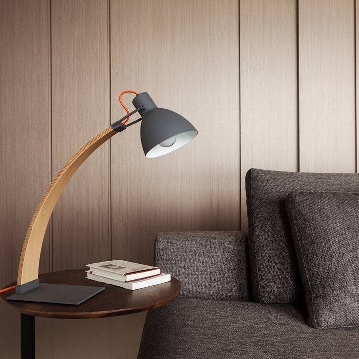 Laito Wood Table Lamp by Seed Design, styled in a room setting, view 3