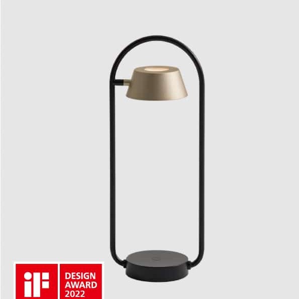 Olo Ring Table Lamp by Seed Design in Champagne Gold, studio shot