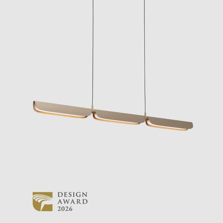 Flo Pendant PL3 by Seed Design, studio shot with design award mark