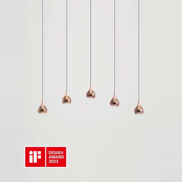 Paopao Pendant PL5 by Seed Design, studio shot with design award mark
