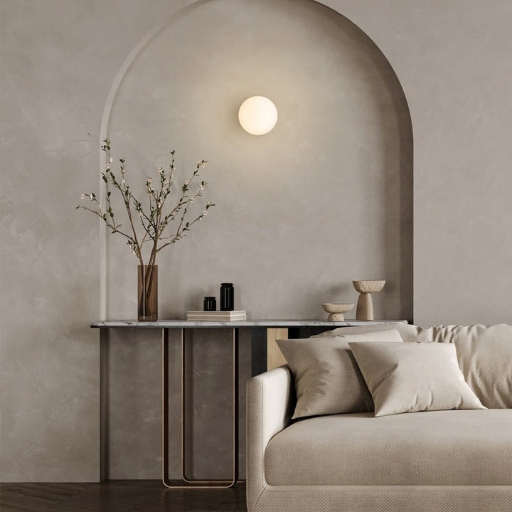 Pensee Wall/Ceiling Light by Seed Design, styled in a room setting