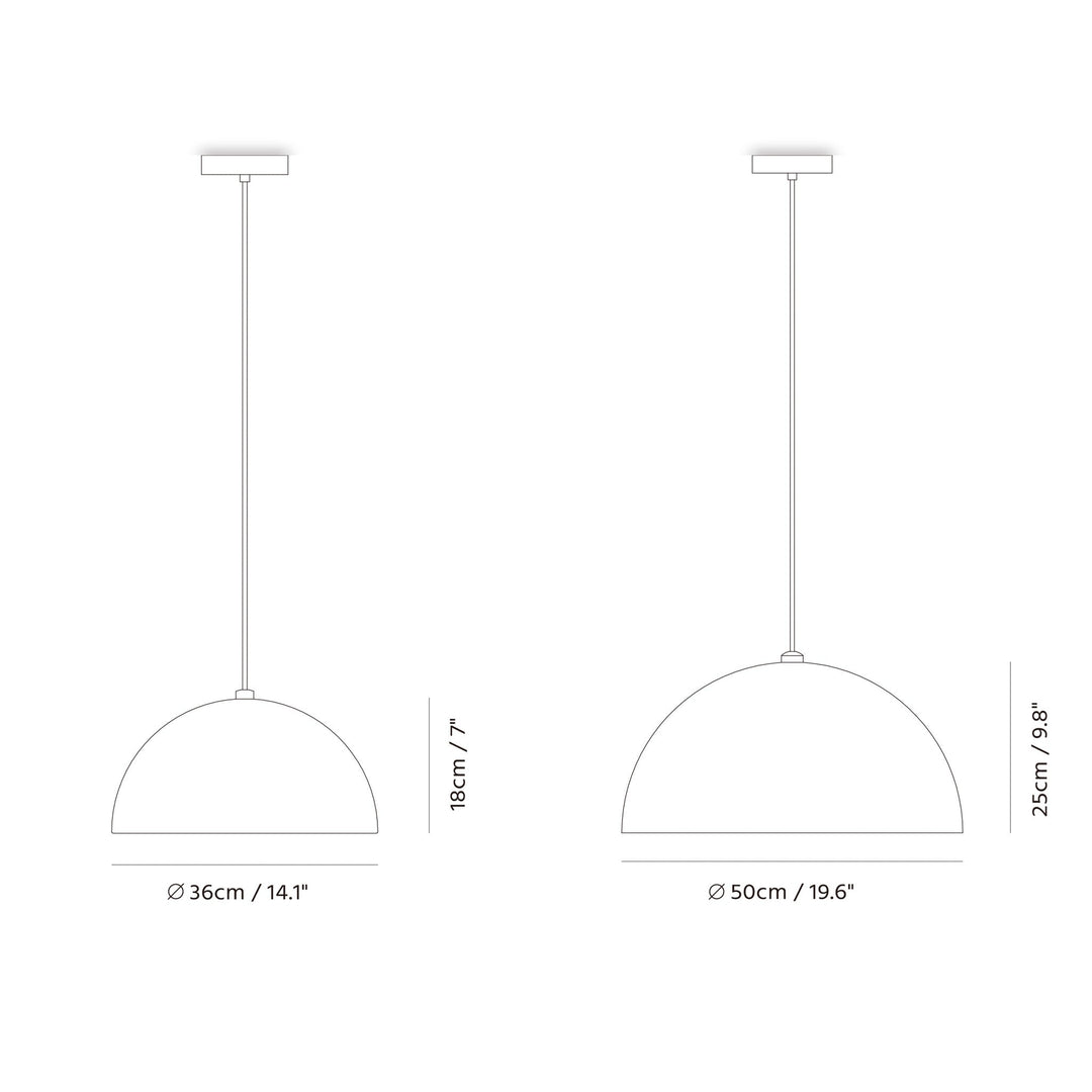 Dome Pendant by Seed Design, dimension drawing
