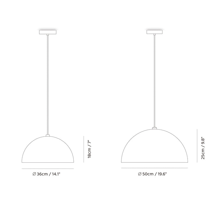 Dome Pendant by Seed Design, dimension drawing