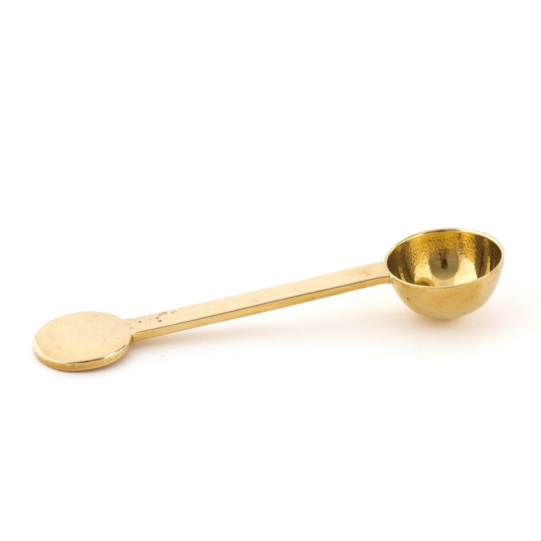Seletti Cosmic Diner Lunar Sugar Jar, close-up of the small brass sugar scoop