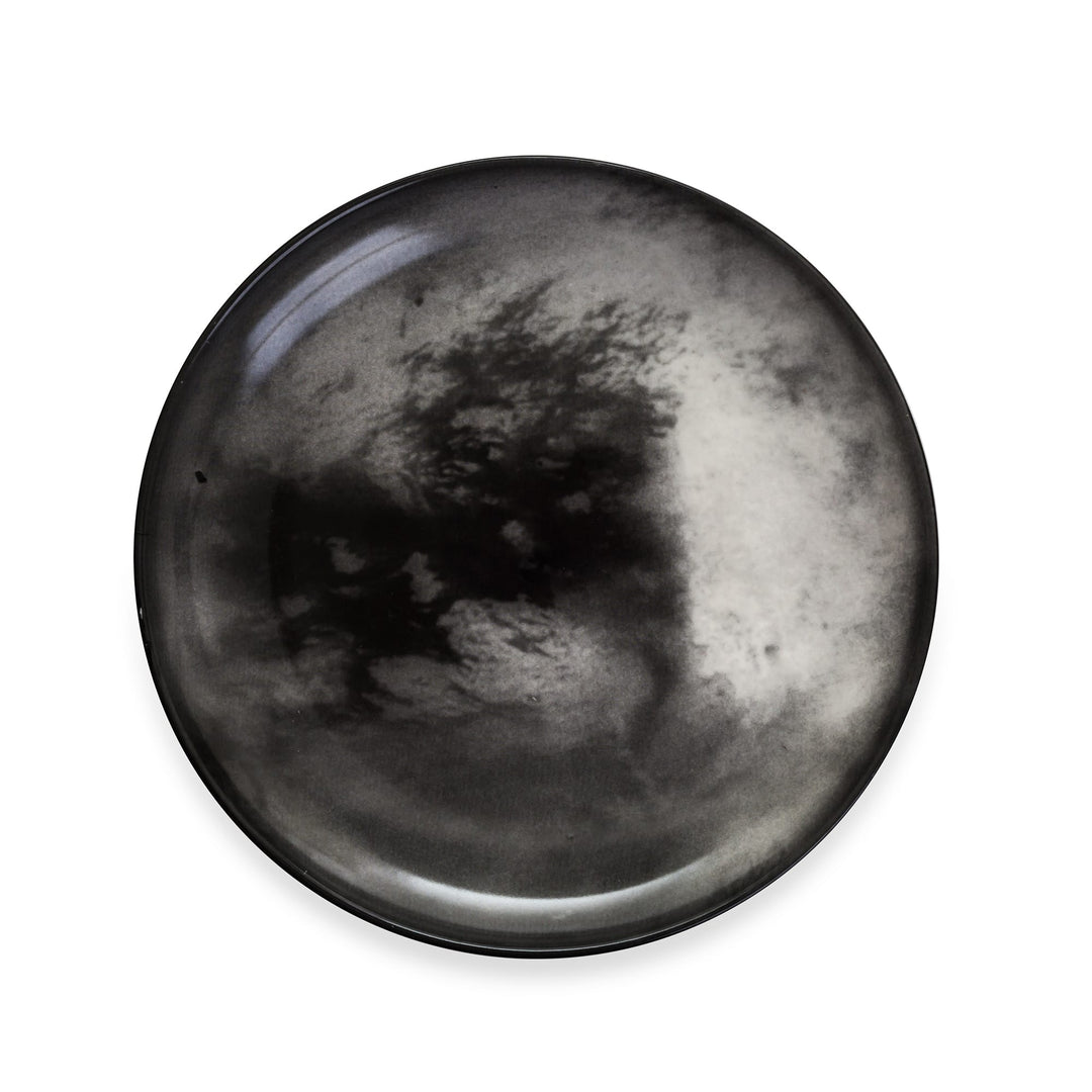 Seletti Cosmic Diner Titan Dinner Plate, top view of the dinner plate printed with Titan&
